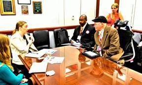 Mr. Bullers met with Kansas Senator Pat Roberts’ health advisory staff Mr. Bullers met with Kansas Senator Pat Roberts’ health advisory staff to support the bill drafted by Congress that would supply better equipment for individuals with disabilities.