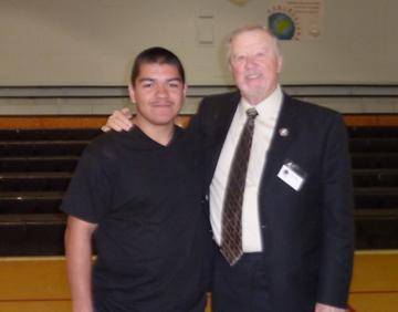 Security Cadet Rolando Martinez met with Mayor Chuck Burtcher