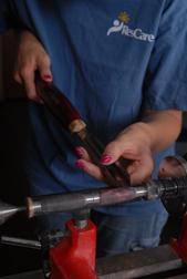 Pens can be made from materials such as acrylic, wood, bone and deer horns. Program participants can make anywhere between five to fifty pens in a day.