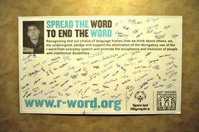 To show their support for the Spread the Word to End the Word campaign, over 100 ResCare employees signed a banner pledging to end the use of the “R-word” and support acceptance and inclusion for individuals with disabilities.