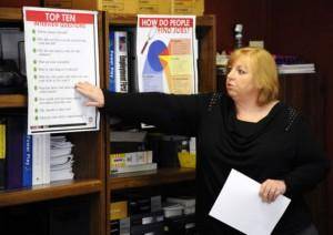 Case Manager Rose Kuhns provides classes to applicants on professionalism and job-seeking skills. Photo courtesy of Stephen Rickerl, Fremont Tribune.